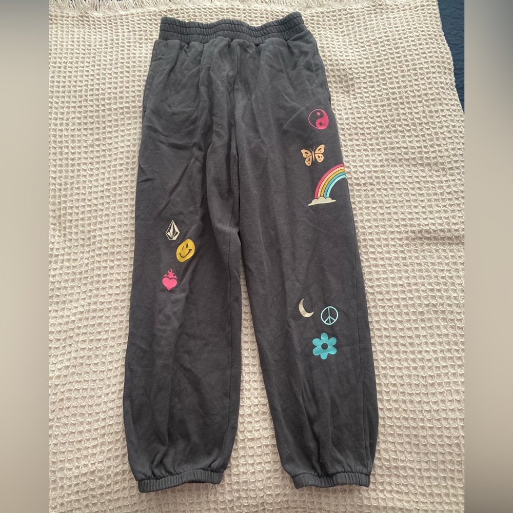 Volcom Kids Black Joggers with Colorful Accents